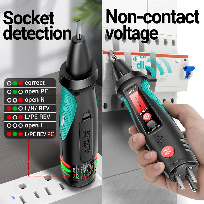 [Australia - AusPower] - ANENG Digital Multimeter Measures Voltage,Current,Resistance,Diodes Continuity with Non Contact Voltage Circuit Tester,Receptacle Detector,Power Socket Checker,Wall Plug Electrical Tools 