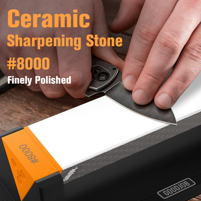 [Australia - AusPower] - Goodjob Diamond Sharpening Stone 3 Side Grit 400/1000/8000 Premium Industrial Diamond & Ceramic Whetstone Knife Sharpener Suitable for Steel of any Hardness with Angle Guide and Non-Slip Base 