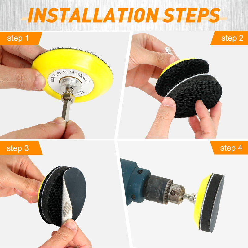 [Australia - AusPower] - Pack of 174 Polishing Attachments Cordless Screwdriver 75 mm Sanding Pads 60-10000 Grit Wet Sandpaper Polishing Pads Headlight Sanding Attachment for Drill, Sandpaper for Car, Metal, Wood, Colour 