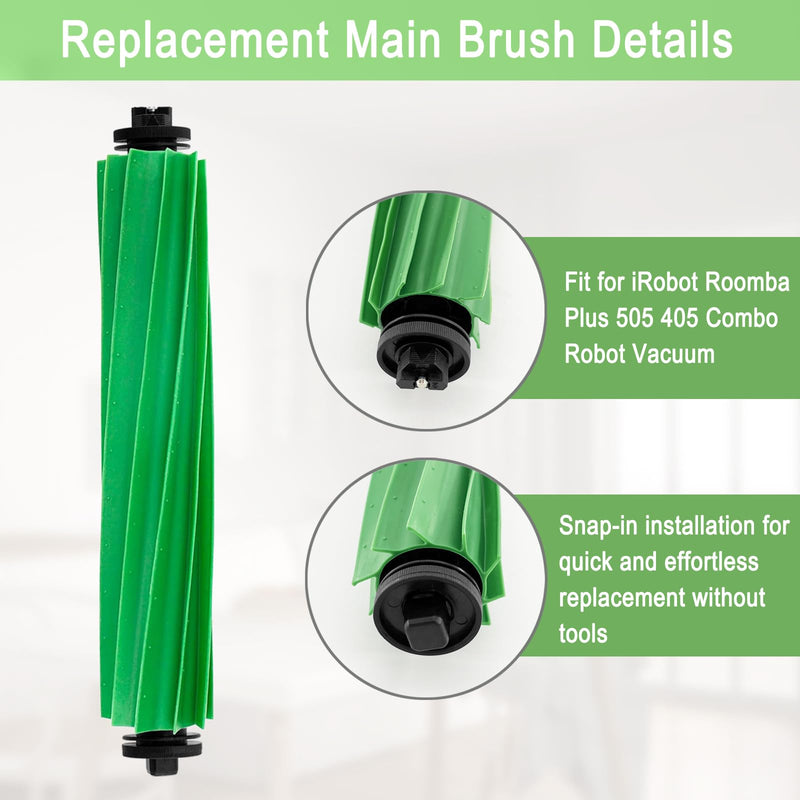 Replacement Parts Accessories Kit for iRobot Roomba Plus 505 Combo 405 Combo Robot Vacuum Cleaner, 2 Roller Brush, 6 Mop Pads, 6 Filters, 8 Side Brush, 8 Vacuum Bags 2+6+6+8+8 Pack