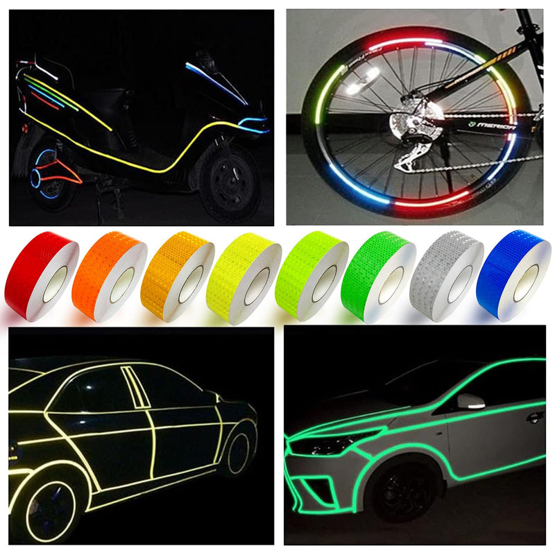 8 Rolls of 8 Colors High-Visibility Reflective Tape - Waterproof Self-Adhesive Safety Stickers for Outdoor Nighttime Visibility, Trailers, Clothing, Vehicles (1 in x 80 ft.) | Reflective stickers, night safety, waterproof, self adhesive. For clothing, ...