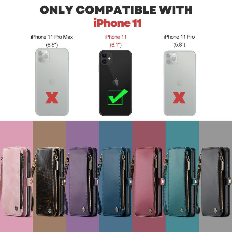 [Australia - AusPower] - Defencase for iPhone 11 Case, RFID Blocking for iPhone 11 Wallet Case for Women and Men with Card Holder, Zipper Pocket Magnetic Flip PU Leather Protective Cover for iPhone 11 Phone Case 6.1, Purple Elegant Purple 