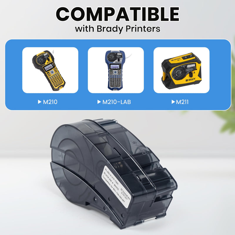Replacement Label Tape Compatible for M21-750-595-WT, All-Weather Vinyl Label for M210, M210-LAB, M211 and BMP21-LAB Printers,Black on White,0.75" Width 21' Length 0.75" X 21' 595