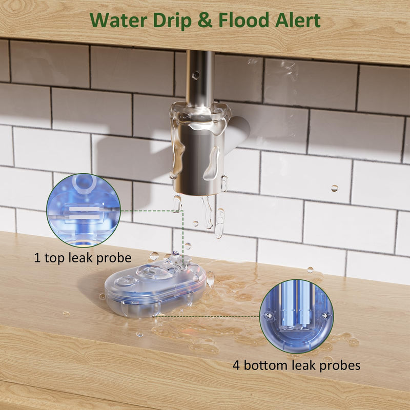 [Australia - AusPower] - 5 Pack WD61 Water Leak Detector for Home, 120dB Water Sensor Alarm for Basement, Leakage Detection Device for Under Sink/Pipe/Drain Drip, Floor Flood in Bathroom/Kitchen/Toilet/Laundry Room, Clear 5 Sensor 