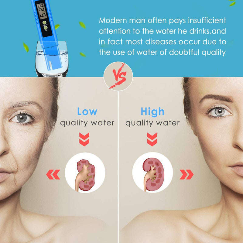 [Australia - AusPower] - pH Meter, Digital pH Tester for Water Test Pen 0.01 High Accuracy Pocket Size with 0-14 Measurement Range for Hydroponics Drinking Water Swimming Pool, Heavy Blue 