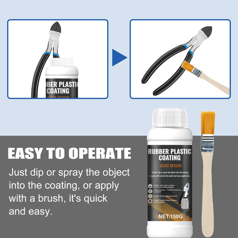 [Australia - AusPower] - Tool Dip Rubber Coating, Liquid Rubber Dip Flexible Peelable Protective Coating Rubber Coating Sealant, Waterproof, Flexible, Breathable, Slip Resistance for Tools DIY Craft, 150g Black 