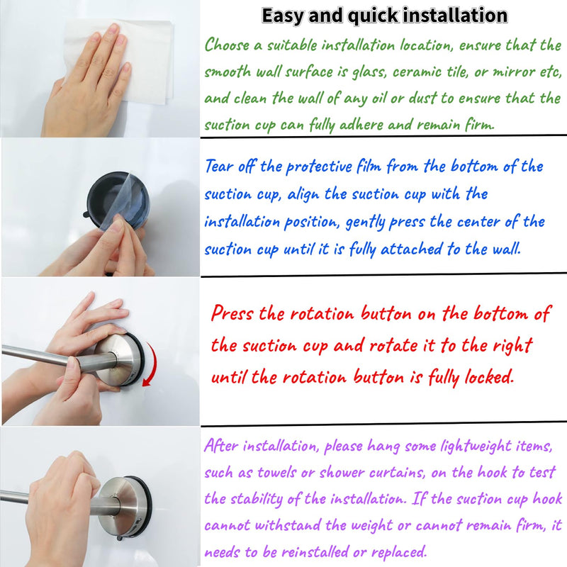 DGYB Suction Cup Towel Bar for Bathroom 17 Inch Brushed Nickel Towel Holder Stainless Steel Premium Kitchen Towel Rack Wall Mounted 17in Silver Brushed Nickel