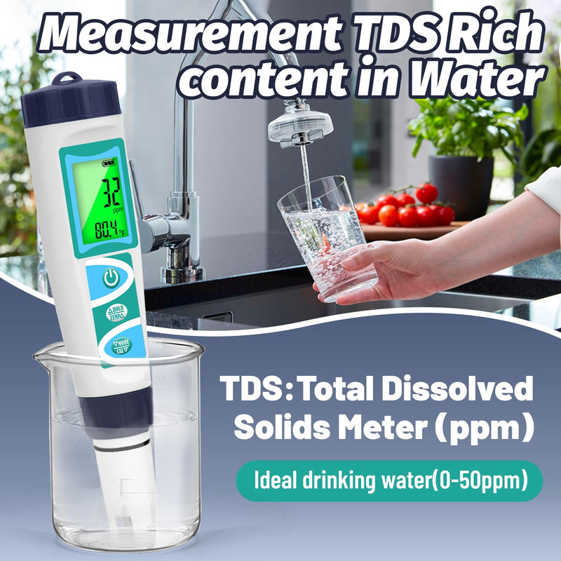 [Australia - AusPower] - pH Meter Salinity Tester for Saltwater Aquarium Simultaneous Display for Saltwater Aquarium Reef Tanks Koi Pond and Hydrogen Water Tester pH Meter for Drinking Water Accuracy Dissolved Hydrogen 