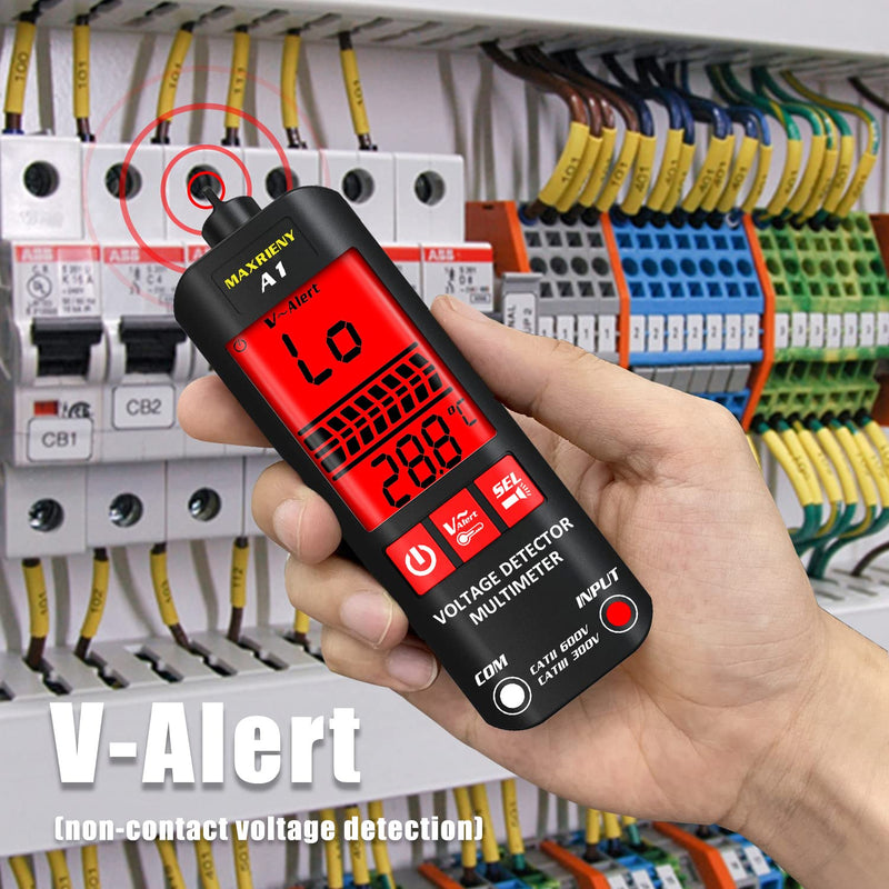 [Australia - AusPower] - Smart Digital Multimeter Electrical Voltage Tester Pocket Voltmeter Resistance Frequency Continuity V-Alert Live Wire Voltage Tester with Protect Case 