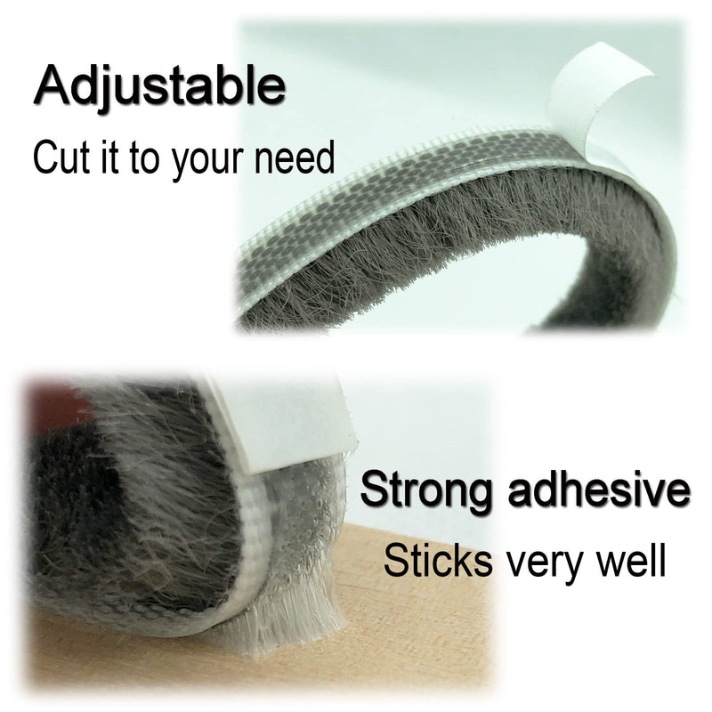 [Australia - AusPower] - Self-Adhesive Pile Weather Stripping Seal for Sliding Windows and Door Frames, 16.5ft x 11/32 inch, Grey 16.5ft x11/32 x 11/32 brush inch Gray 