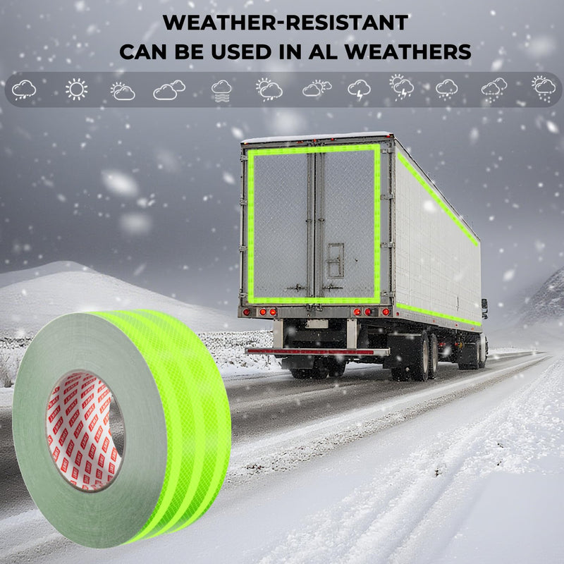 SWRT 2 Inch X 30 FT Reflective Tape Outdoor Waterproof DOT-C2 Fade Resistant Fluorescent Green Reflective Strong Adhesive Safety Warning Reflector Conspicuity Tape for Trailer Trucks Bikes 2IN x 30FT