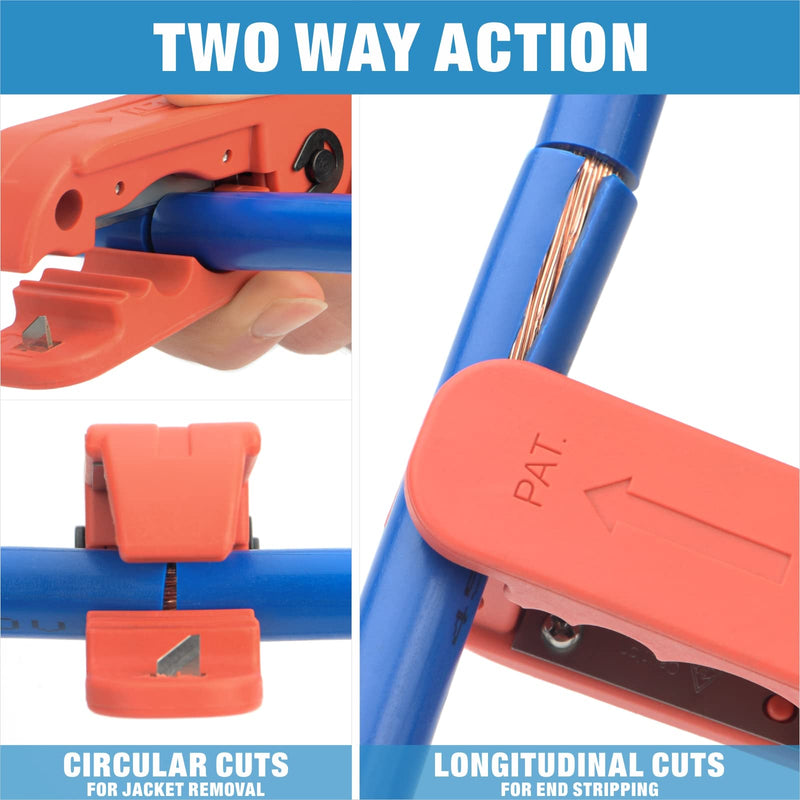 [Australia - AusPower] - iCrimp ICP-240 Cable Stripper for AWG 12 to 4/0 Round Cables, Radial Wire Stripper with 2 Extra Blades 