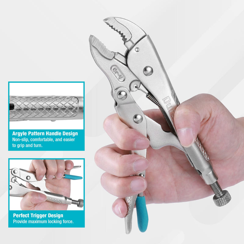 [Australia - AusPower] - DURATECH 7-Inch Locking Pliers, Premium Cr-V Construction, Curved Jaw Locking Pliers with Wire Cutter, Fit for Clamping Twisting Welding 