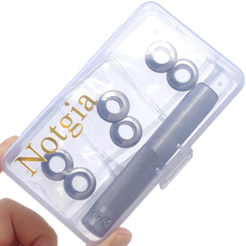 6 Sets Brass Grommets Kit Eyelets and Grommets 8mm Inside Hole Size with 12mm Leather Hole Punch Tool Handbag Purse Hardware Screw Grommets for Repair and Making Leather Crafts (Silver) Silver
