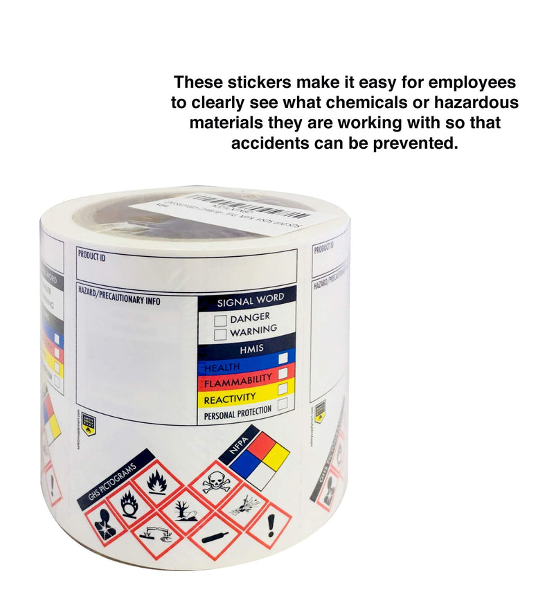 Safety Data Sheet Stickers/MSDS Stickers, 3" x 4", Roll of 250, Tough Tear-Proof, Right To Know- Chemical Identifying and Marking Sticker Decals 1 Pack