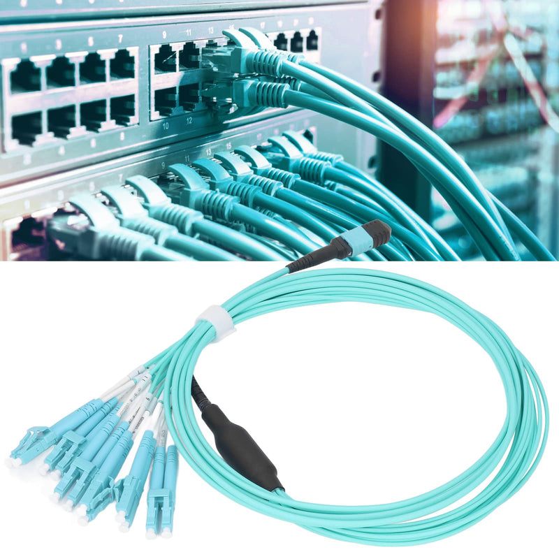 MPO to LC Fiber Optic Patch Cable, 12- OM4 Multimode Jumper, 100G High-Speed Data Transmission for Data Centers, Server Rooms, PVC LSZH Jacket, 850nm 1310nm Wavelength