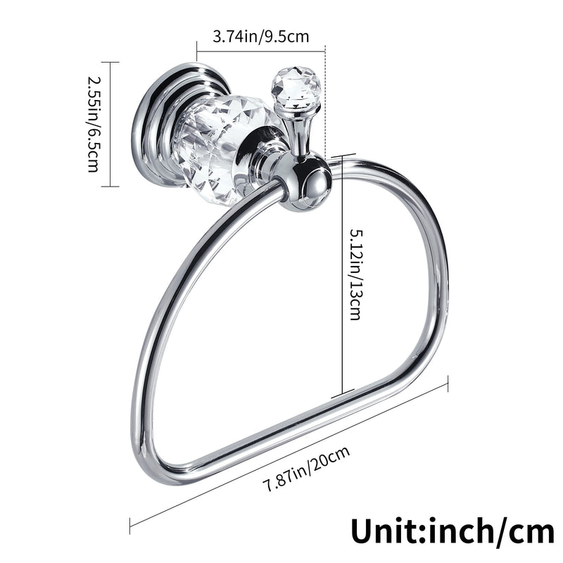 WOLIBEER Towel Ring,Crystal Hand Towel Holder,Round Towel Ring for Bathroom Wall Mounted Towel Hanger Bling Bathroom Accessories Half-Round