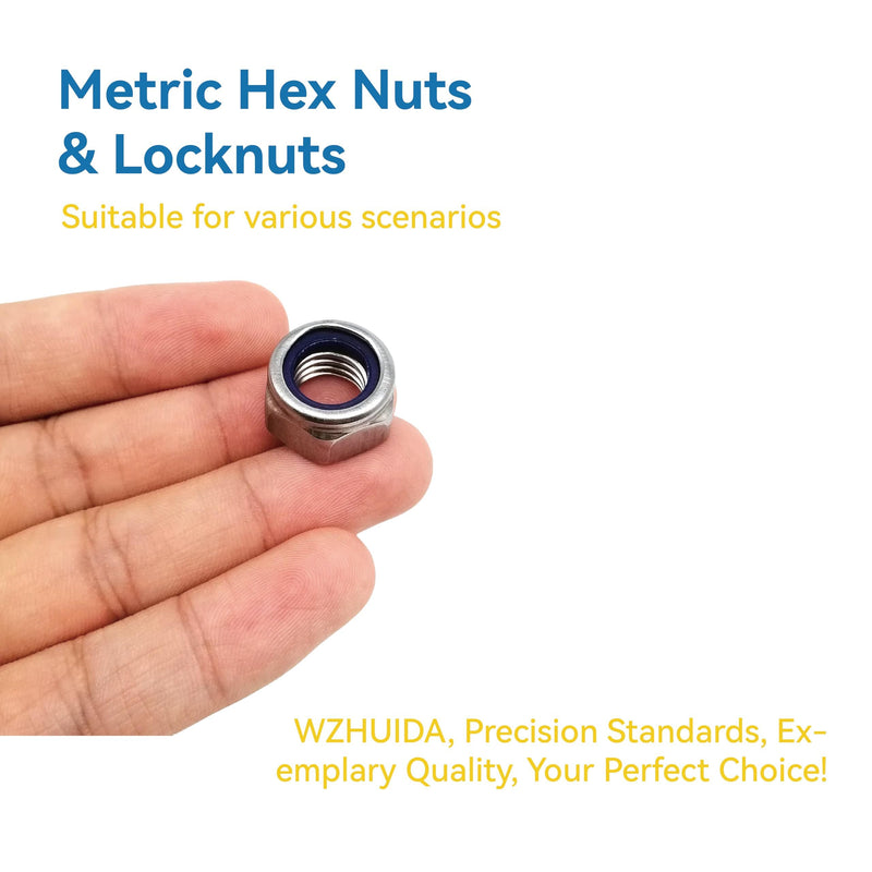 [Australia - AusPower] - 430Pcs Metric Hex Nuts & Locknuts Assortment Kit, M2 M3 M4 M5 M6 M8 M10 M12 304 Stainless Steel Assorted Hex Nuts Sets, Self-Locking Nylon Lock Nuts, Bright Finish 430Pcs Metric Hex Nuts & Locknuts 
