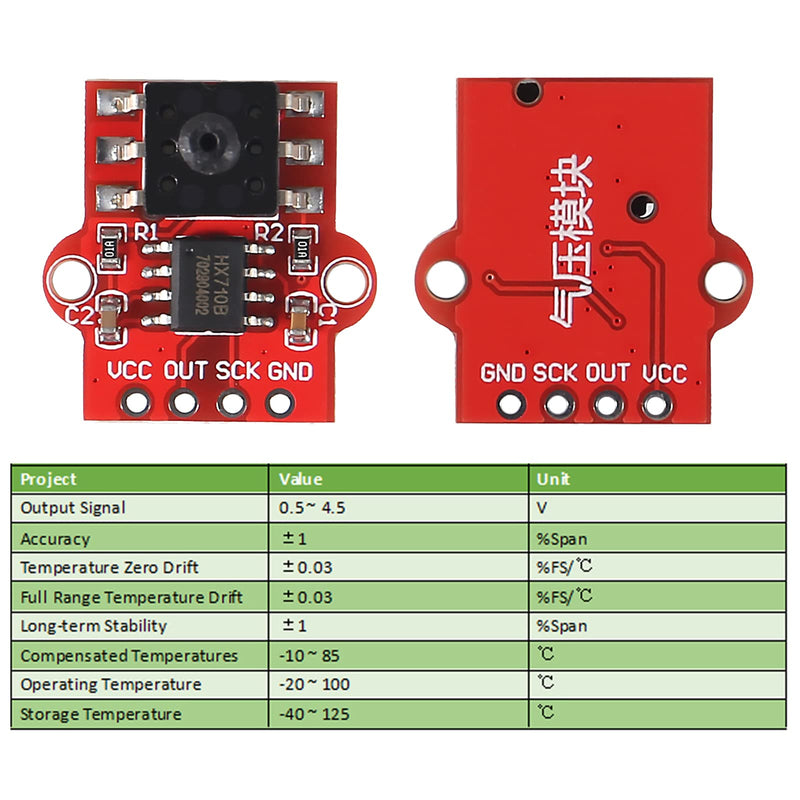 [Australia - AusPower] - 4pcs Air Pressure Sensor Module 3.3-5V Digital Barometric Liquid Water Level Controller Board 0-40KPa Air Pressure Sensor Connect 2.5mm Soft Tube 