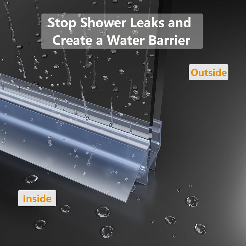 Frameless Shower Door Bottom Seal Strip for 3/8" (10mm) Thick Shower Glass, 36" Long Shower Sweep with Drip Rail, Vinyl Material, Clear - Stop Shower Leaks and Create a Water Barrier 36" Bottom Seal for 3/8"