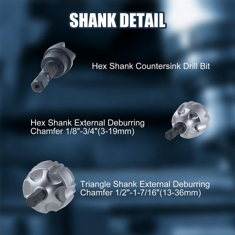 [Australia - AusPower] - Lichamp Tungsten Carbide Chamfer Tool 1/8" to 1-7/16" with Countersink Drill Bit 1/8" to 5/8", Tungsten Carbide Chamfer Bit Burr Remover for Damaged Metal Screws Bolts and Fasteners 