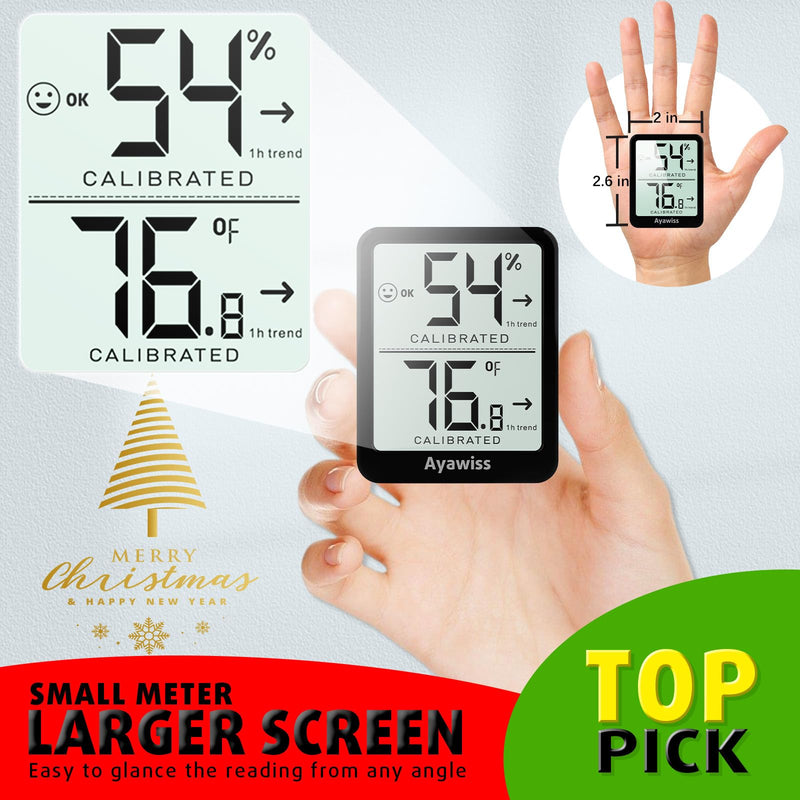 [Australia - AusPower] - 2-Pack Room Thermometer Indoor Hygrometer for Home, Temperature Humidity Meter, Humidity Gauge, Digital Room Temperature Monitor Sensor for Baby Nursery Car Plant - AAA Battery Included Black 2 - Pack 