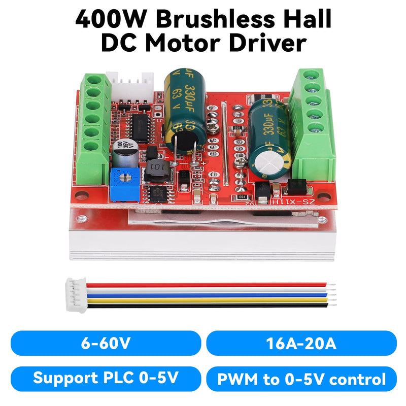 [Australia - AusPower] - 2PCS 6-60V 400W DC Three-Phase Brushless Motor Speed Controller with Hall ，PWM Motor Control Driver Board 12V 24V 48V with Forward/Reverse/Stop/Brake Function 