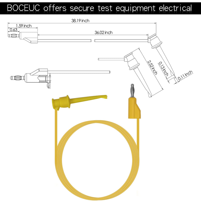 [Australia - AusPower] - Test Hook Clips 4mm Stackable Banana Plug to Minigrabber Cable Wire Leads for Multimeter Electrical Testing(5 PCS) 