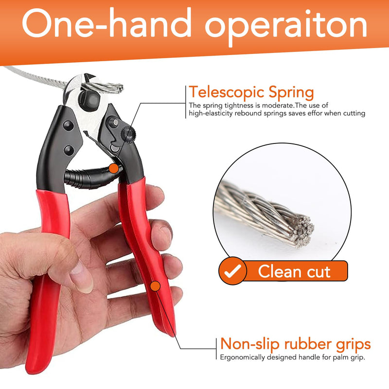 [Australia - AusPower] - Cable Cutter Wire Cutter Heavy Duty up to 5/32" Stainless Steel Aircraft Wire rope for Decking Railing Fencing Bike Bicycle Brake Cutter DIY projects 