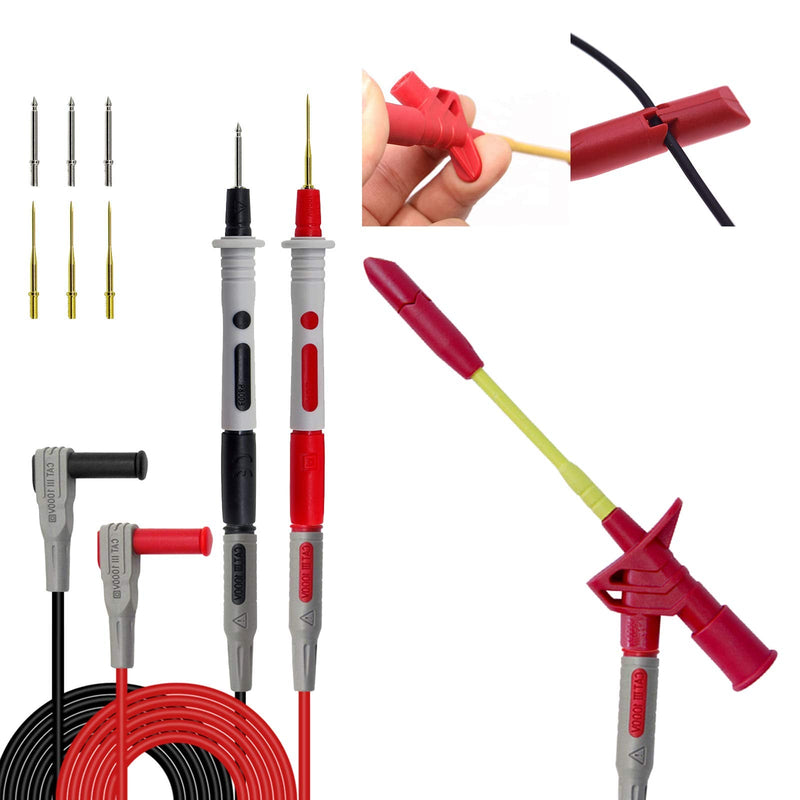 54-in-1 Multimeter Test Probe and Test Lead Kit for Electronic Specialties Automotive| Heavy Duty Puncture Probe Wire-Piercing Test Clips | Multi-Type Back Probe Set | Alligator Clips