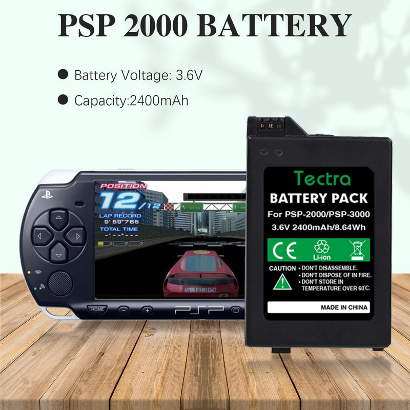 [Australia - AusPower] - PSP 2000 Battery, 2400mAh 3.6V Rechargeable Battery Replacement for Sony PSP 3000 / PSP Slim 2000, PSP-2001, PSP-3000, PSP-3001, PSP-3002, PSP-3004, PSP-S110 Console 1 battery 