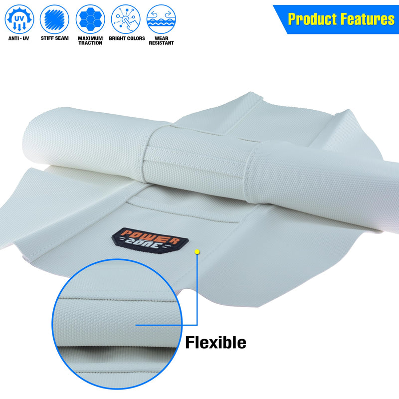 [Australia - AusPower] - Universal Ribbed Dirt Bike Seat Cover - Gripper Soft Seat Cover for Most Dirt Pit Bike Motorcycle (All White) All White 