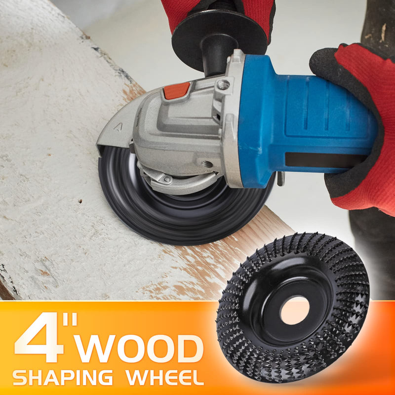 Angle Grinder Wood Carving Disc Set, for 4" or 4 1/2" Angle Grinder with 5/8" Arbor, Wood Shaper Carving Disc for Angle Grinder Attachments, Stump Grinder Teeth, Wood Shaping Tools