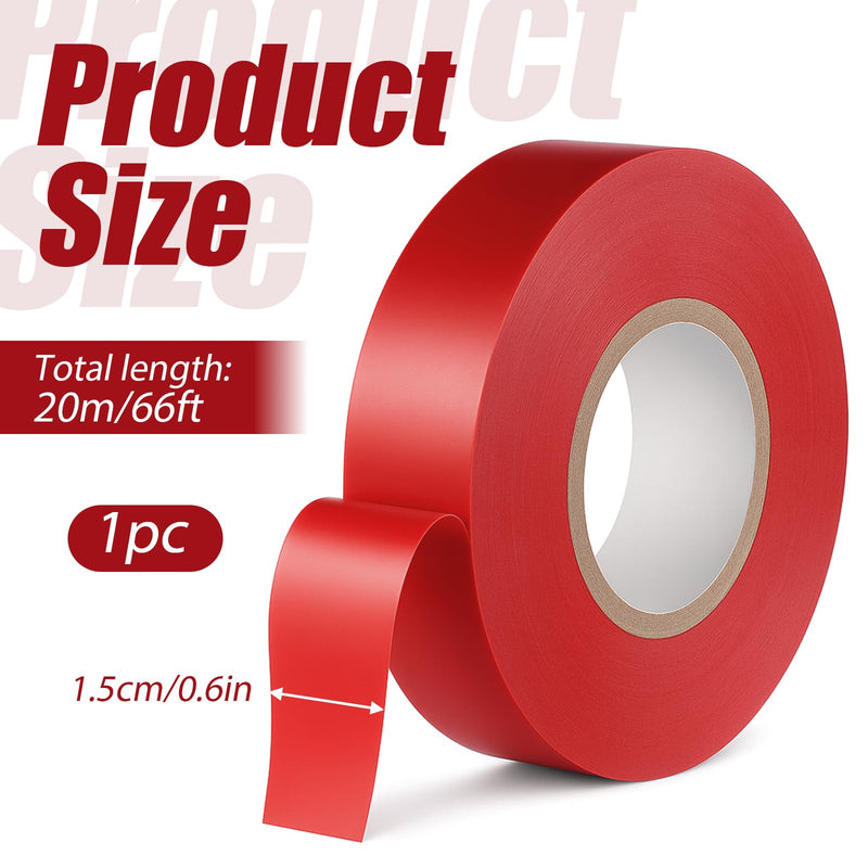 Electrical Tape 3/4 In 66 Ft Waterproof Red Electric Tape Insulating Tapes Professional General Use PVC Electric Tapes Strong Adhesive Red Temperature Abrasion Resistant for Repairs Power Automotive