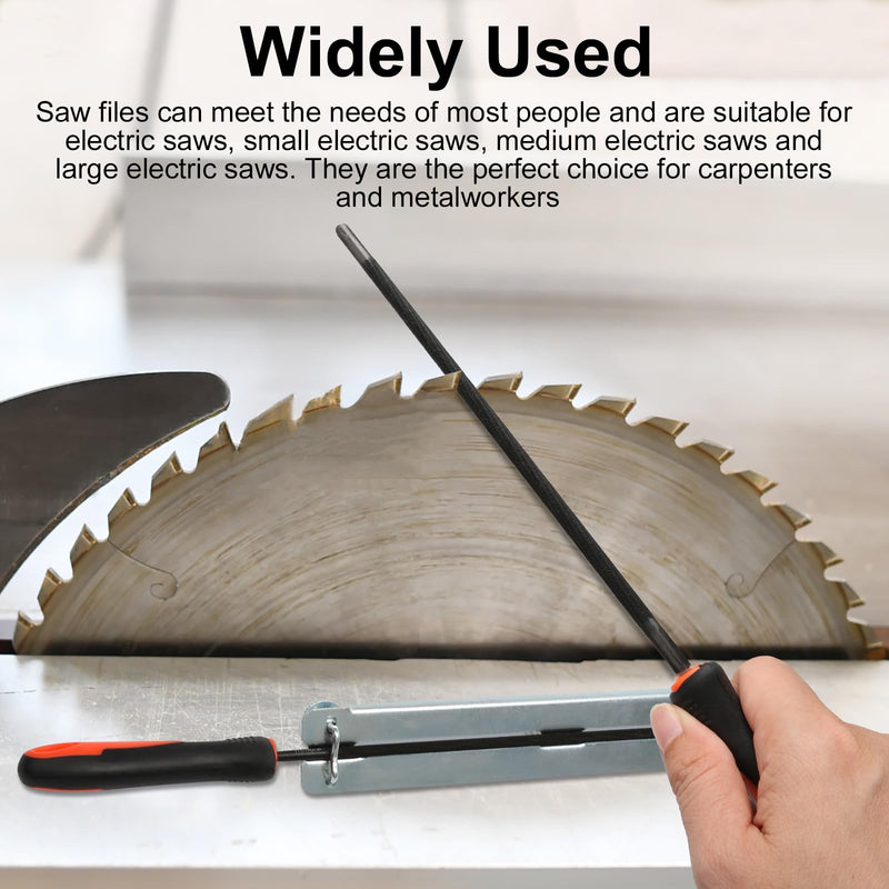 4 pieces file for chainsaw, 4 sizes, chainsaw sharpening round files, file set metal with handle and guide, 3.2 mm, 4.0 mm, 4.8 mm, 5.5 mm, suitable for DIY enthusiasts and professionals
