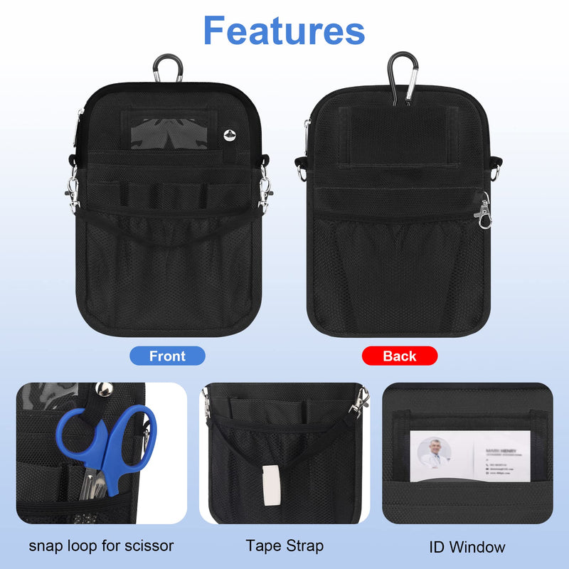 [Australia - AusPower] - BOVKE Nurse Fanny Pack with Medical Gear Pockets, Tape Holder, Medical Bag Nurse Waist Pouch Organizer with Utility Storage for Stethoscopes, Bandage Scissors and other Emergency Supplies, Black 