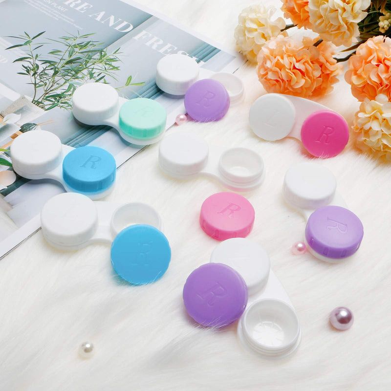 [Australia - AusPower] - 12PCS Contact Lens Case, Colorful Contact Lens Box Left/Right Eyes Holder Container, Outdoor Mini Contact Lens Soak Storage Kit for Travel&Home. 