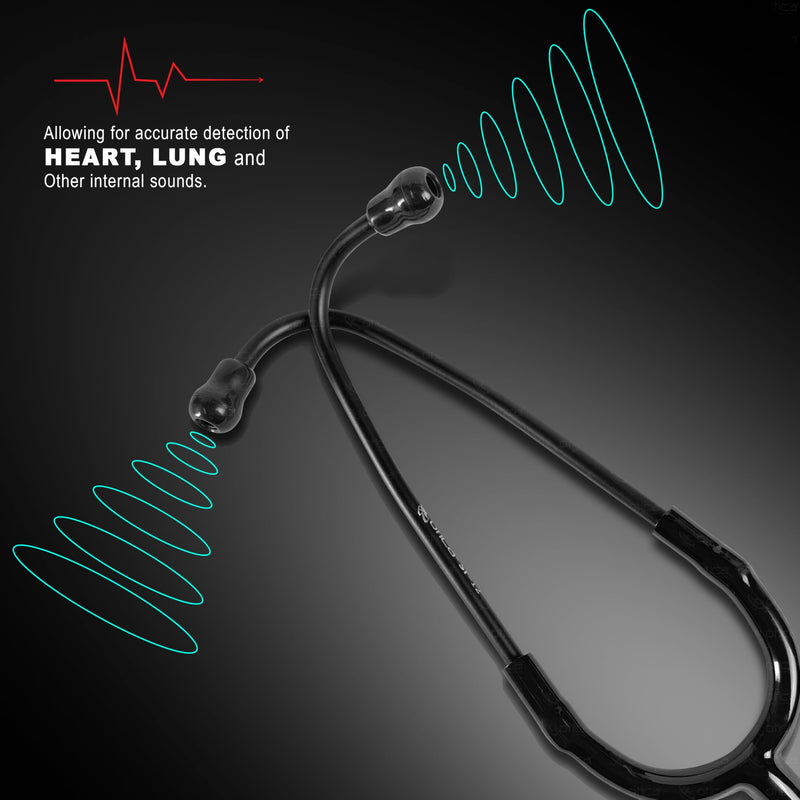 [Australia - AusPower] - Black Stethoscope For Doctors and Medical Students Black Tube, Double-Side Chestpiece 