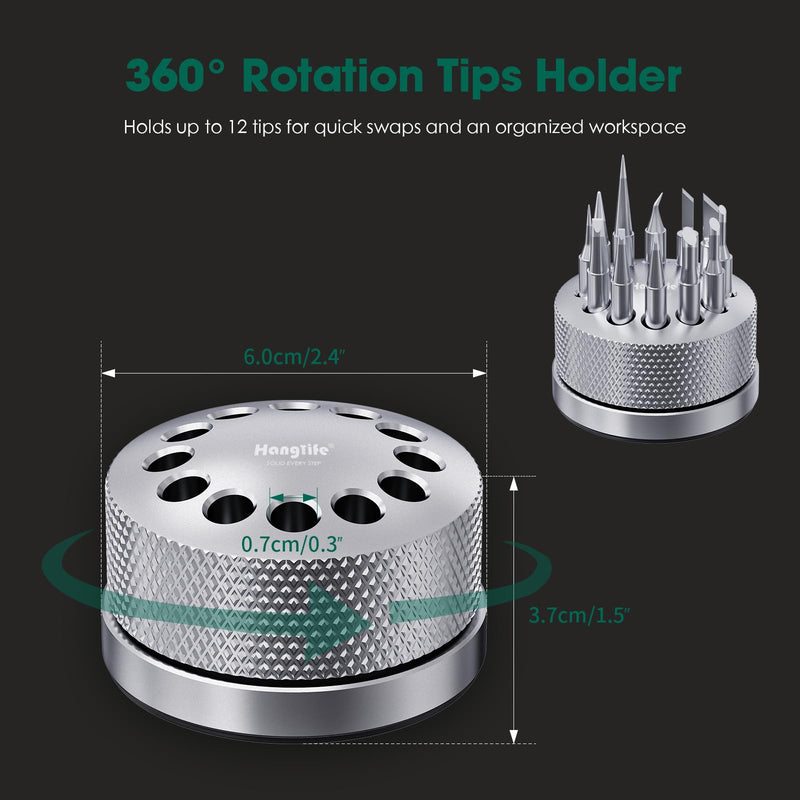 HANGLIFE T18 Soldering Iron Tips with Tip Holder for Hakko FX-888D FX-888 FX8801 FX-600, and More Soldering Stations/Guns - Replacement Solder Tips for Welding Equipment & Accessories (12 pcs) Kit 1 With Holder