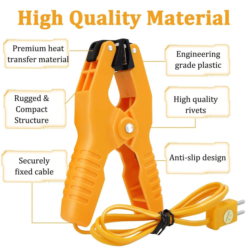 [Australia - AusPower] - 2Pcs HVAC Temperature Clamp, K-Type Thermocouple Pipe Clamp, Pipe Temperature Probe for Multimeter/HVAC, Measure Range -40°F to 392°F 2 pcs Temperature Clamp 