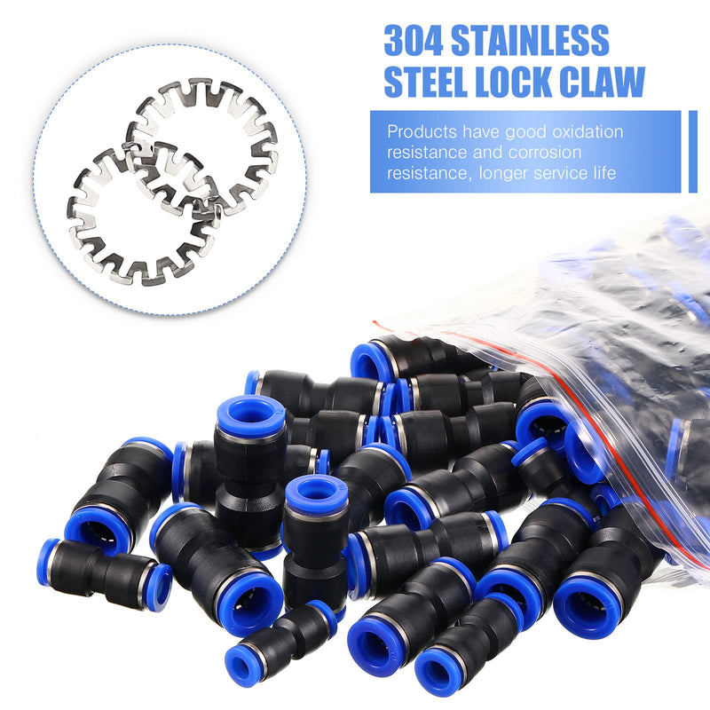 [Australia - AusPower] - 100 Pieces Air Hose Fittings Air Line Fittings Straight Push to link 4 6 8 10 12 mm Quick Release Pneumatic Connectors Plastic Straight Tube Connector Push to Connect Fittings for Tube 
