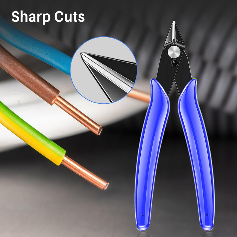 [Australia - AusPower] - NICE-POWER Wire Cutters, 5 Inch Professional Pliers Cutter Electronic Flush Wire Cutter Carbon Steel Cutting Nippers for Electrical Jewelry making,Floral art scissors(Blue) Blue ( 1 Pack ) 