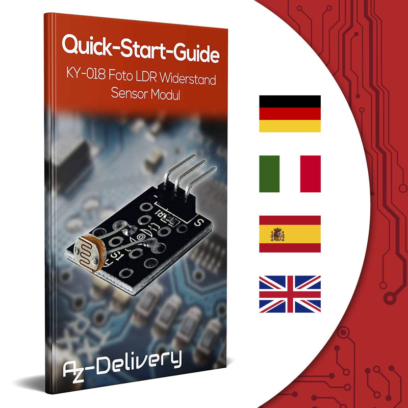 AZDelivery 3 x KY-018 LDR Light Sensor with Photoresistor Brightness Sensor Diode Compatible with Arduino and Raspberry Pi Includes eBook!