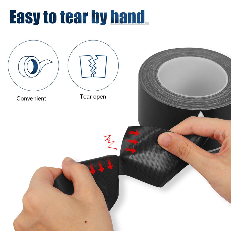 Black Duct Tape Heavy Duty, 1.88 Inch x 35 Yard Waterproof Strong Adhesive Duct Tape for Indoor Outdoor Repairs Tear by Hand, 1 Roll Black