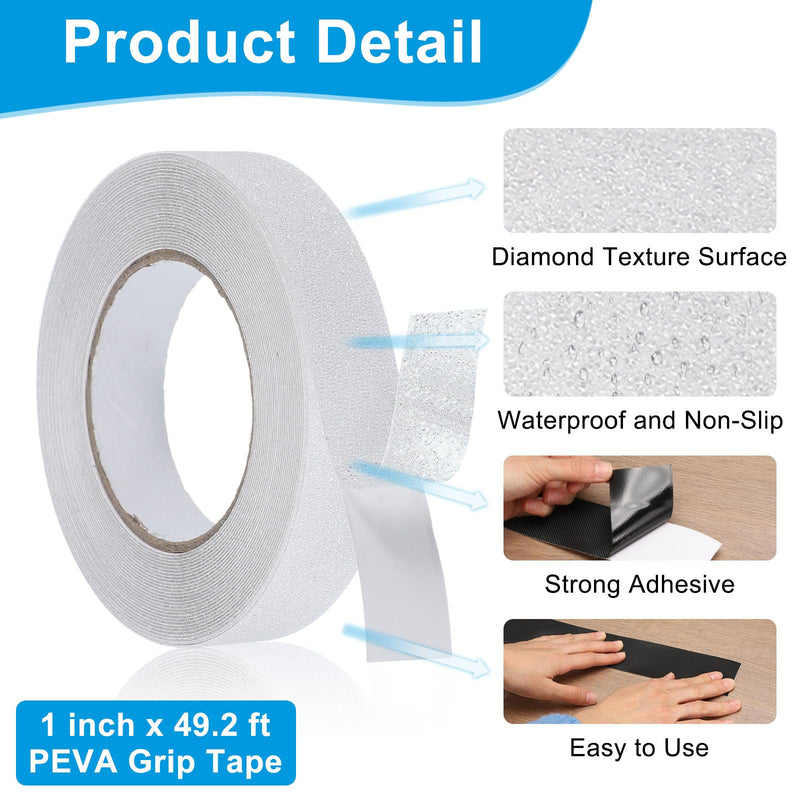 uxcell Rubber Grip Tape, 1" x 49.2 Ft PEVA Non-Slip Tape Graveld Textured Adhesive Grip Tape for Outdoor/Indoor Steps, Stairs, Traction Tread Stair, Bathroom (Clear) Clear