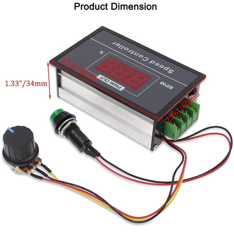 [Australia - AusPower] - Greluma 1PC DC 6-60V 12V 24V 36V 48V 30A Adjustable PWM Motor Speed Controller Digital Display DC Motor Control Regulator with Start Stop Switch DC motor speed controller 2-1 