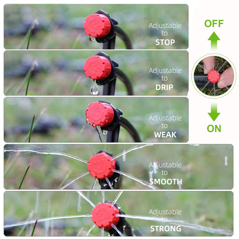 [Australia - AusPower] - Kalolary 200Pcs Adjustable Irrigation Drippers, 1/4 Inch Barbed Drip Emitter 360 Degree Watering Sprinklers Anti-Clogging Drippers for 4mm/7mm Garden Watering System?Red? 200Pcs Red 
