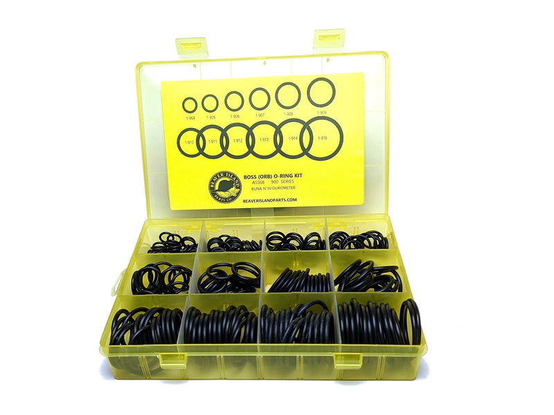 [Australia - AusPower] - Hydraulic O-Ring Kit BOSS ORB Fittings 245 Pieces (12 Common Sizes) SAE 900 Series Buna-N 90 Durometer 