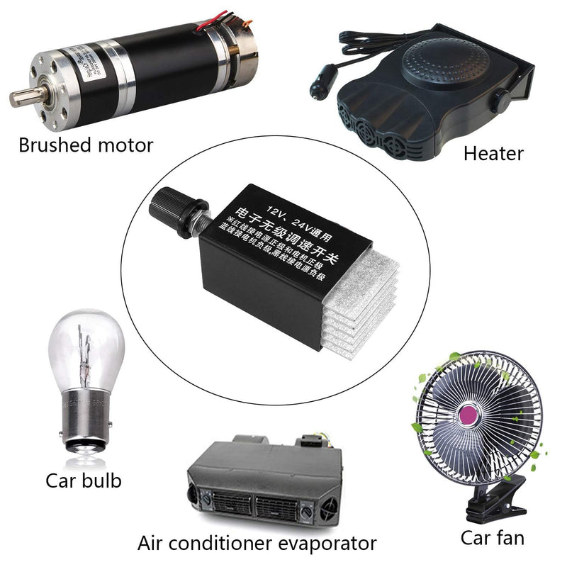 [Australia - AusPower] - DC Motor Speed Controller Universal DC 12V 24V 10A Electronic Stepless Speed Regulator Switch for Car Truck Fan Heater Control 