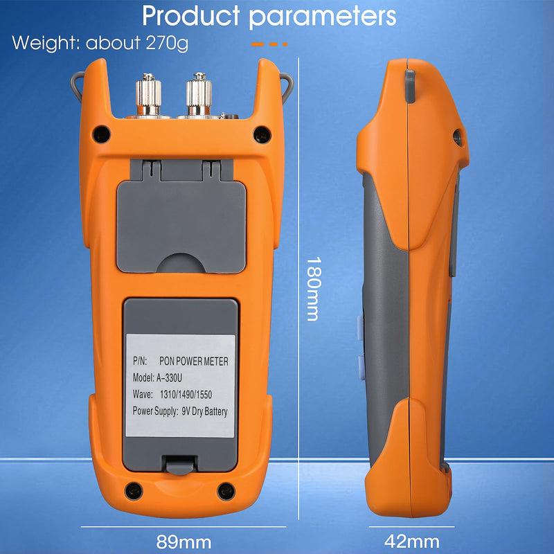 [Australia - AusPower] - PON Optical Power Orange A-330U SCUPC Interface Optical Fiber Power Meter Network Online Detection Tester with SCUPC/FCUPC Adapter 1310 1490 1550nm (SCUPC FCUPC Interface) SCUPC FCUPC interface 